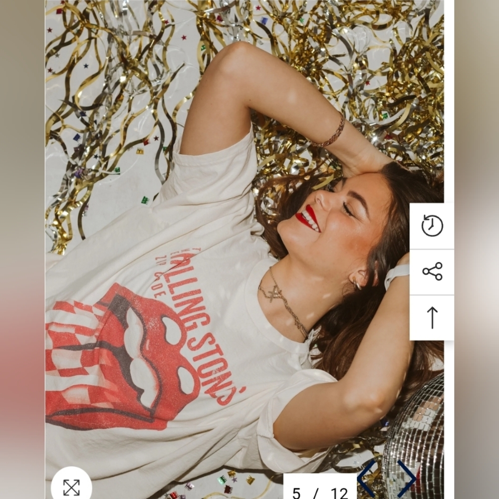 Livy Lu Rolling Stones Zip Code Off White Thrifted Distressed Tee
